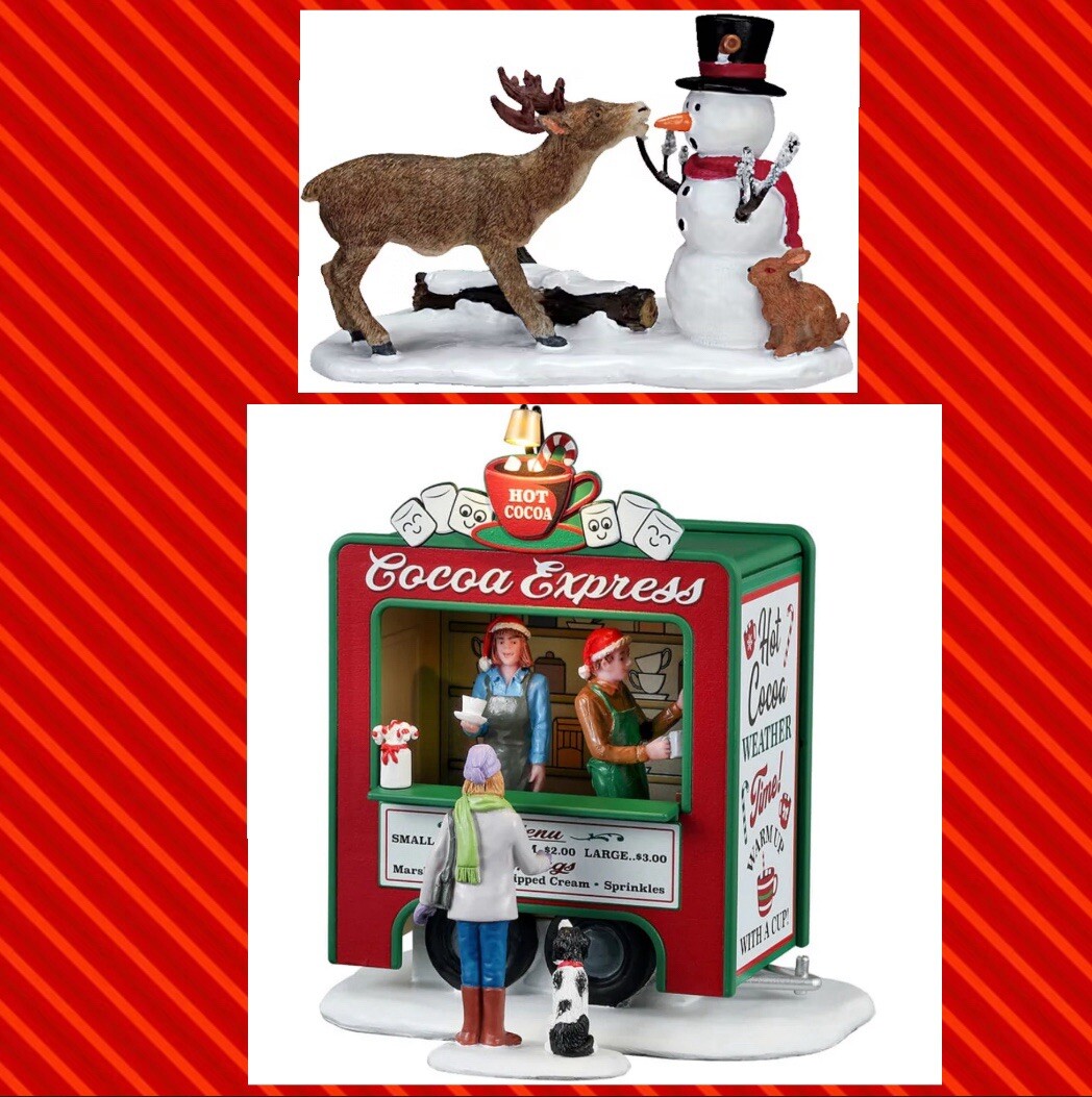 Brand New Lemax Bundle of 2 “Cocoa Express #34149 AND “Snack Time” Village Items