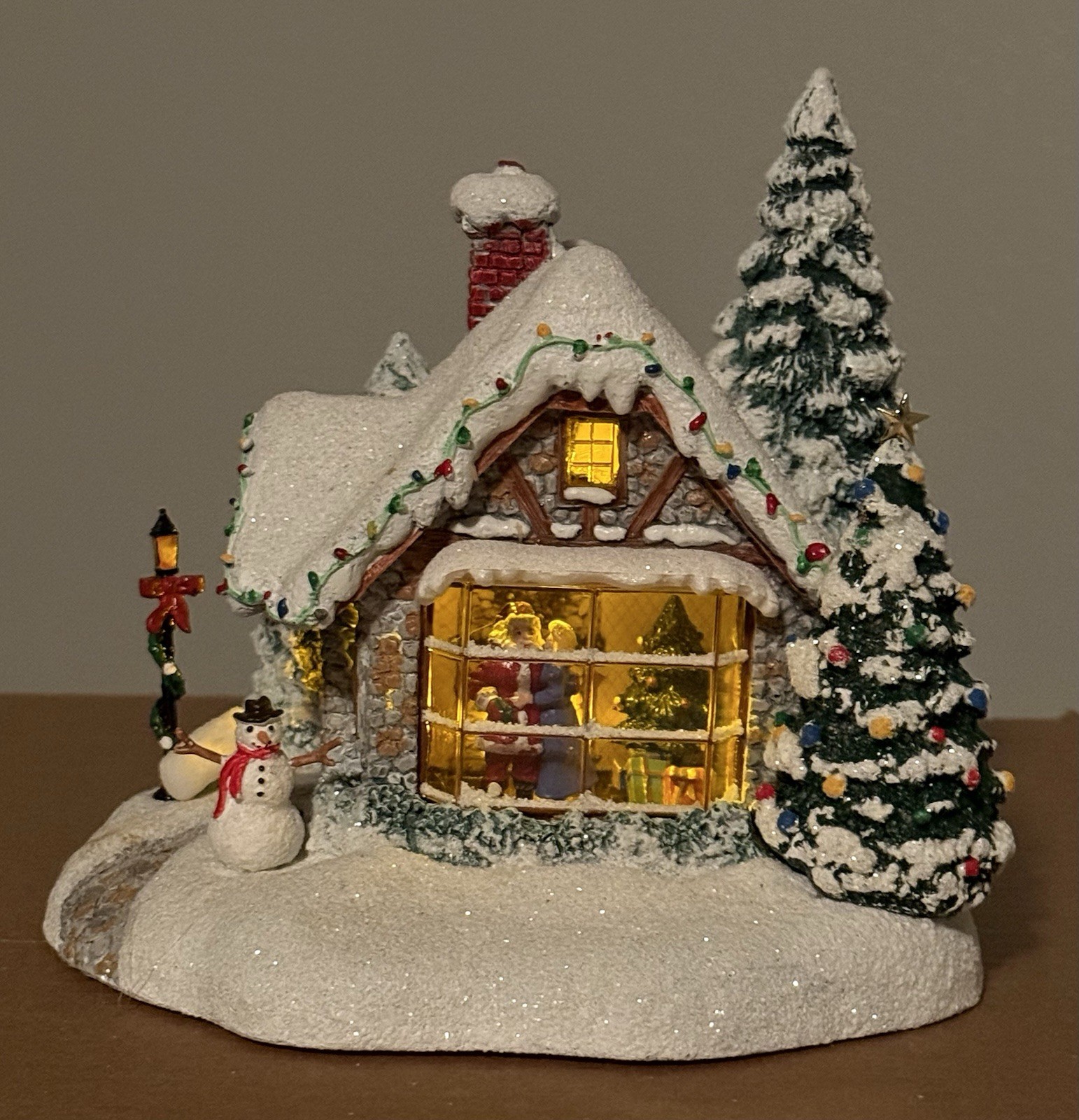Thomas Kinkade Stillwater Cottage Christmas Village House Teleflora Light Up Vtg