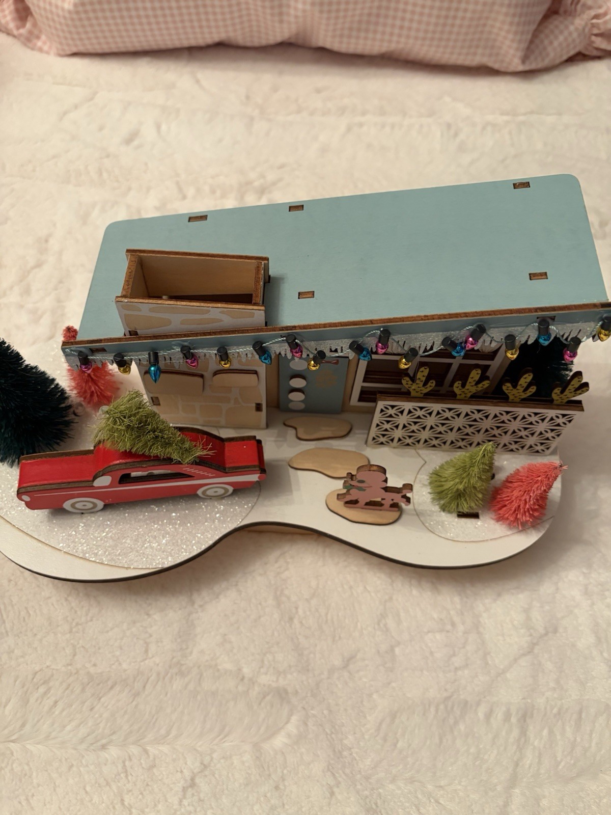 World Market Laser Cut Wood Mid Century Modern House Poodle Red Car XMAS 2022
