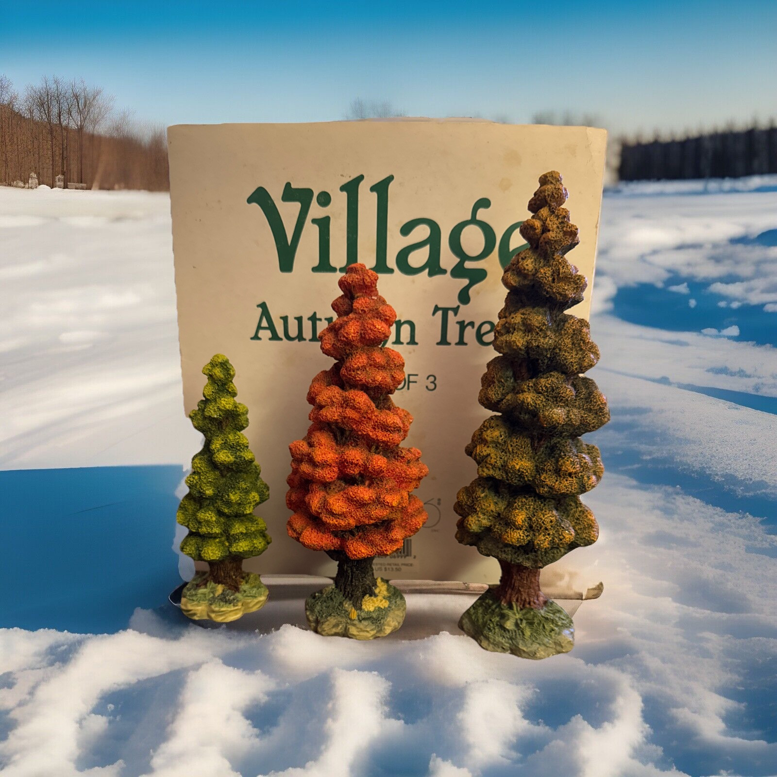 Department 56 Autumn Trees 52616 Set of 3 Fall Holiday Decor Accessory w/ Box