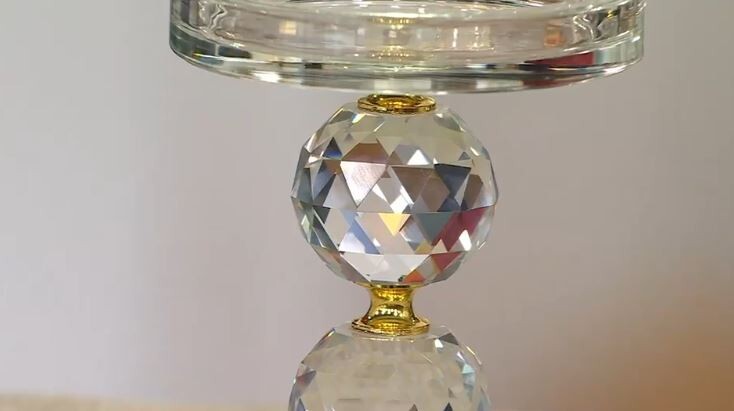 Set of 3 Faceted Glass Crystal Pedestals by Valerie