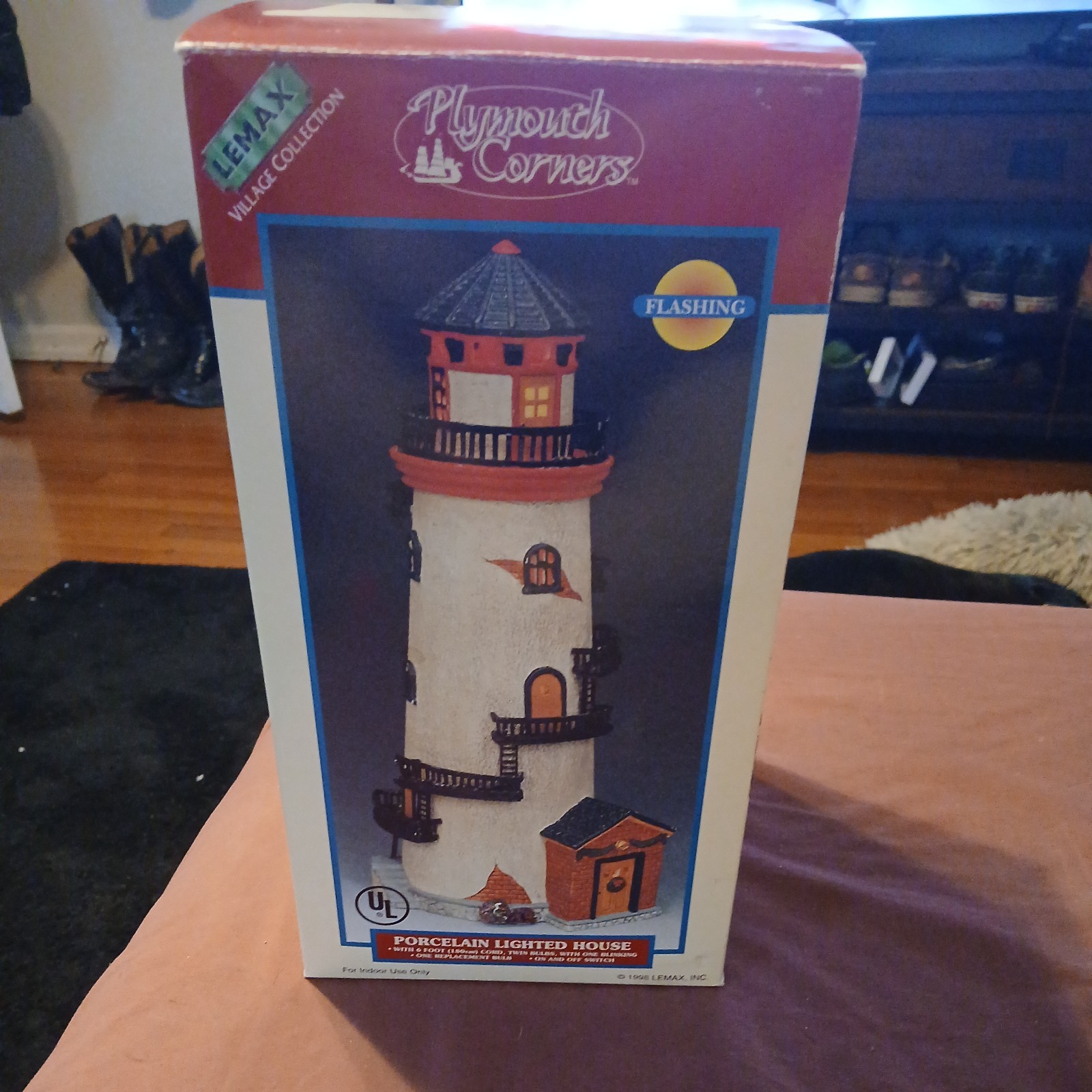 Lemax Village Collection Plymouth Corners Porcelain Lighted House Flashing 1998
