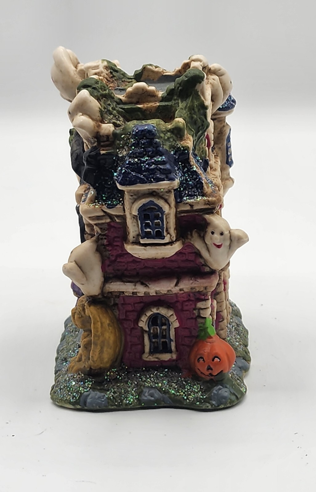 Set of 3 Halloween Village Ceramic Houses Lighted Decor 4x5in Lights Not Include