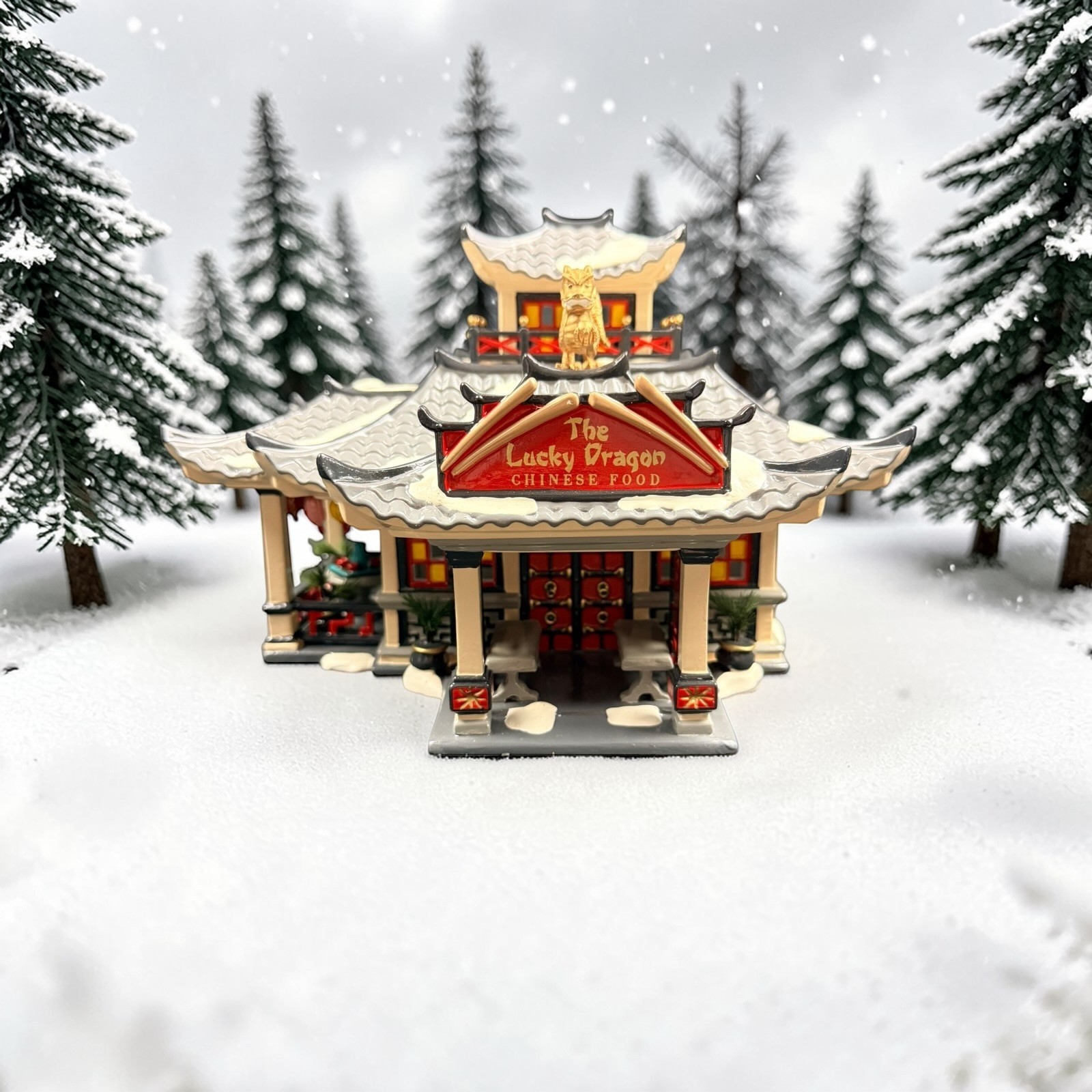 Dept. 56 Snow Village Lucky Dragon Restaurant #55011 Retired Christmas Accessory