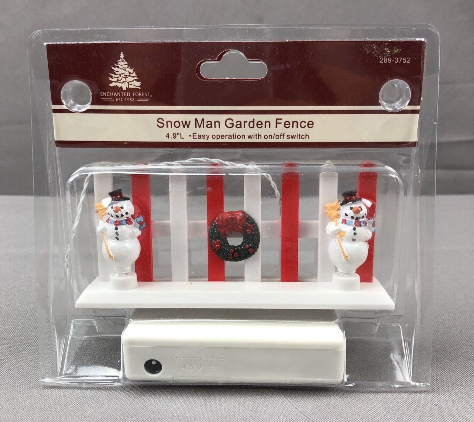 Snowman Wreath Garden Fence Lighted On/Off Switch 5″ x 2,1/8″ New Christmas