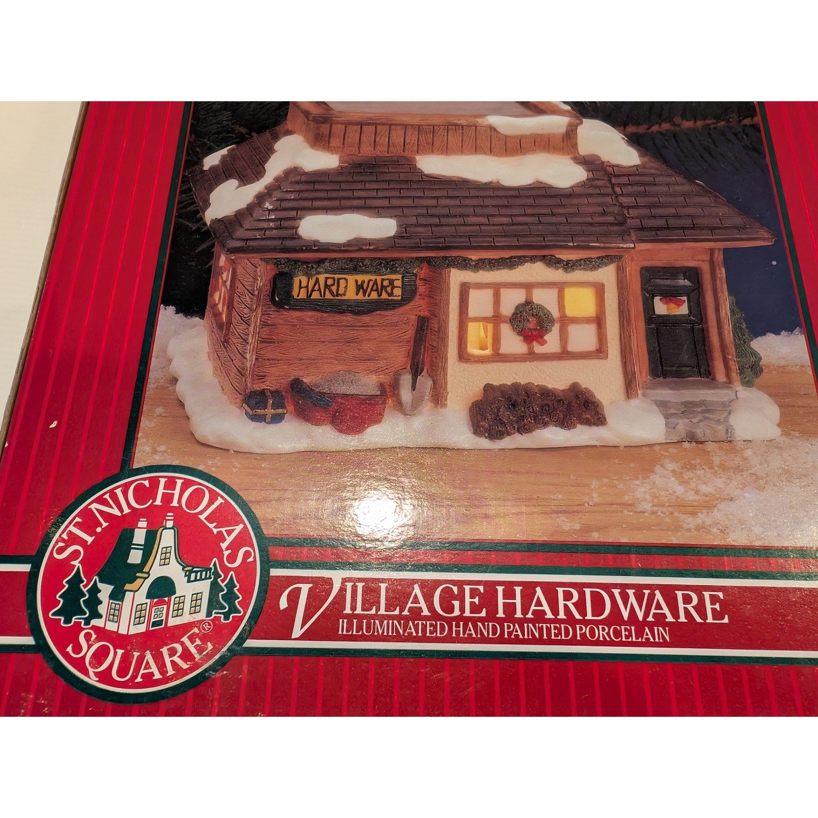St. Nicholas Square Village Hardware Illuminated Hand Painted Porcelain TESTED