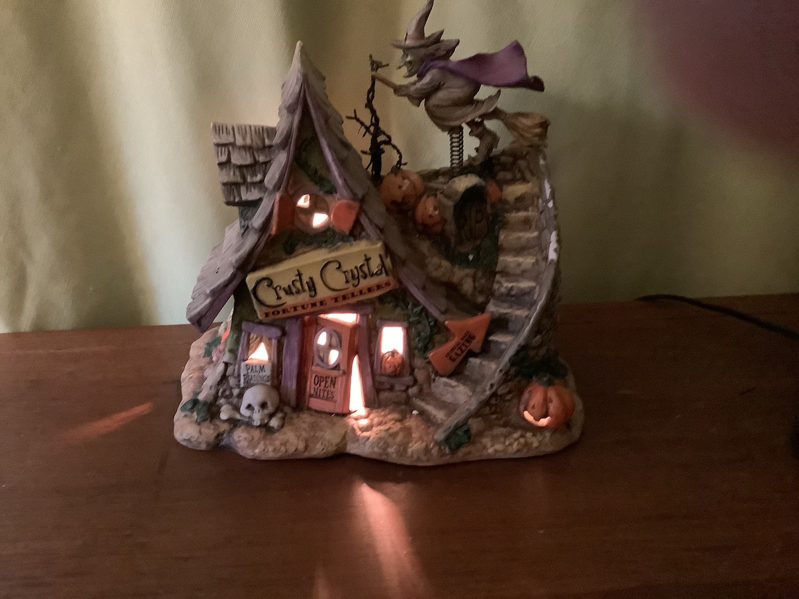 Porcelain Lighted Hand Painted Witch House Halloween Indoor Village Decor