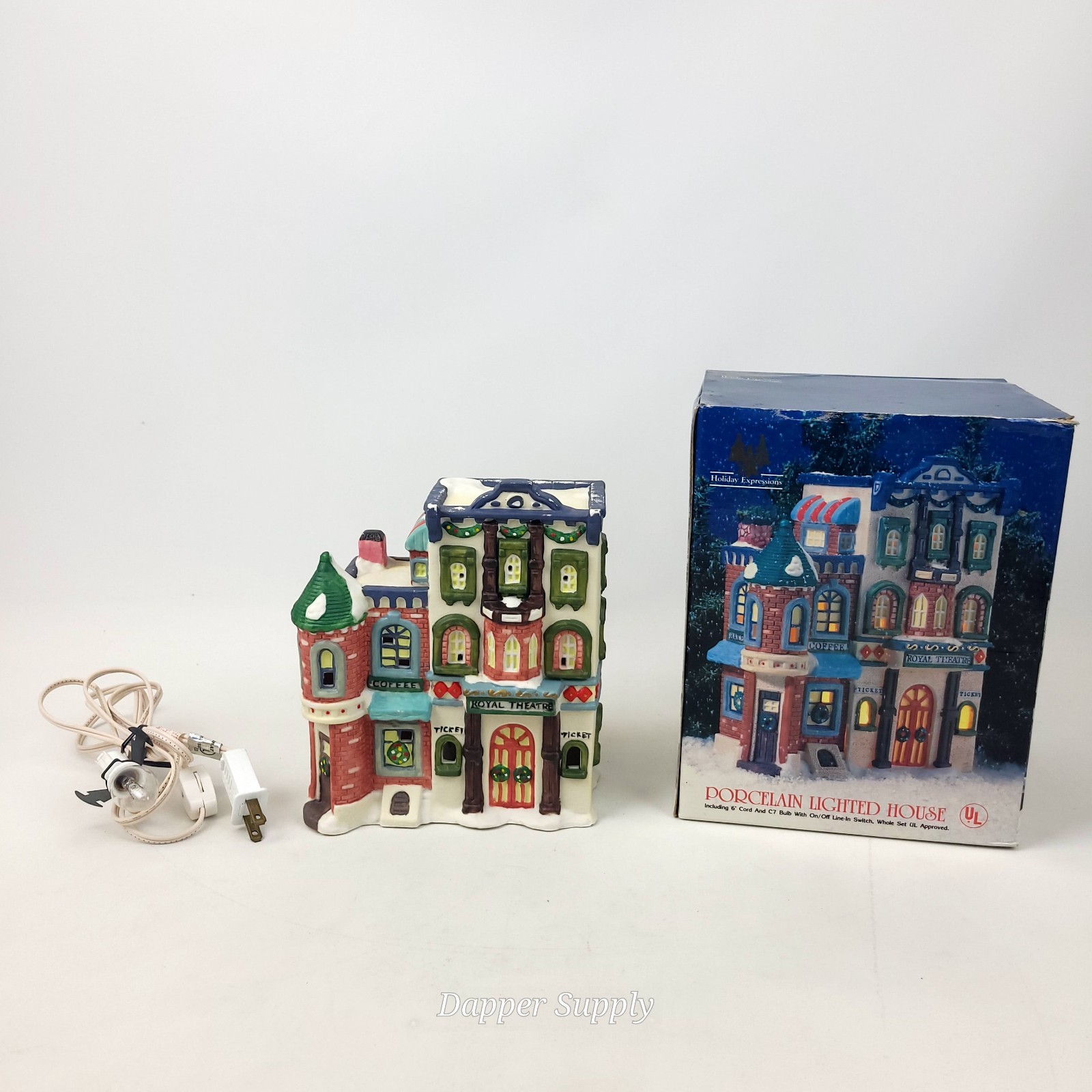 Porcelain Lighted House Royal Theatre Christmas Village Collins International