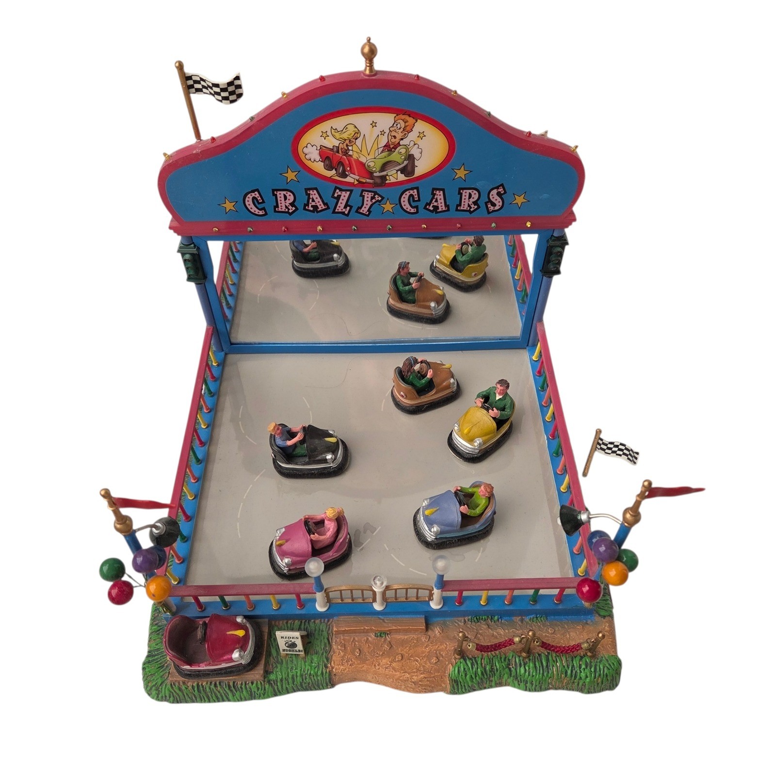 Lemax Crazy Cars Bumper Cars Amusement Park Lit Animated Boxed Works Video Read