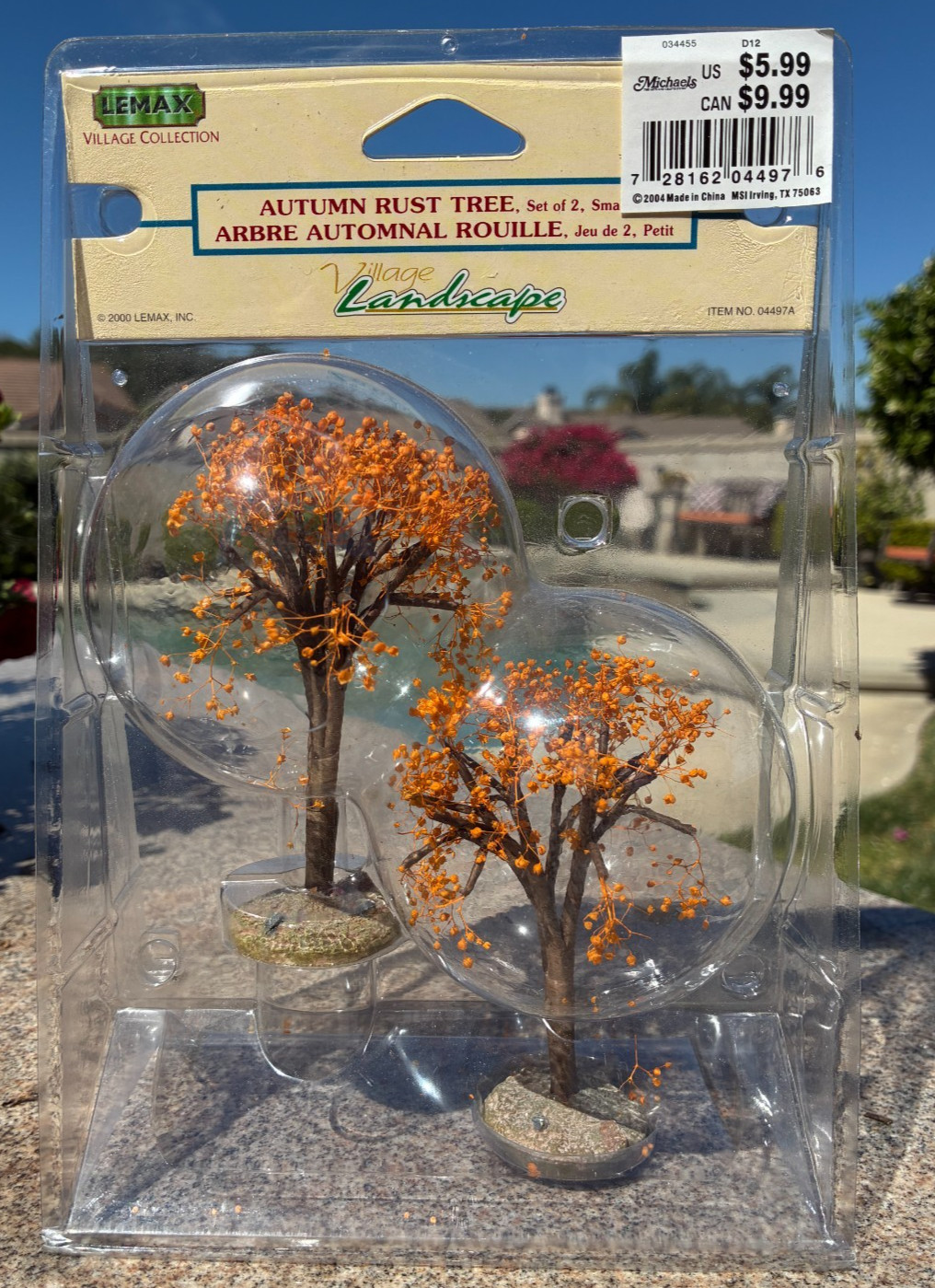 Lemax Village AUTUMN RUST TREE Landscape Fall Orange Leaves 2 Trees NIP Retired