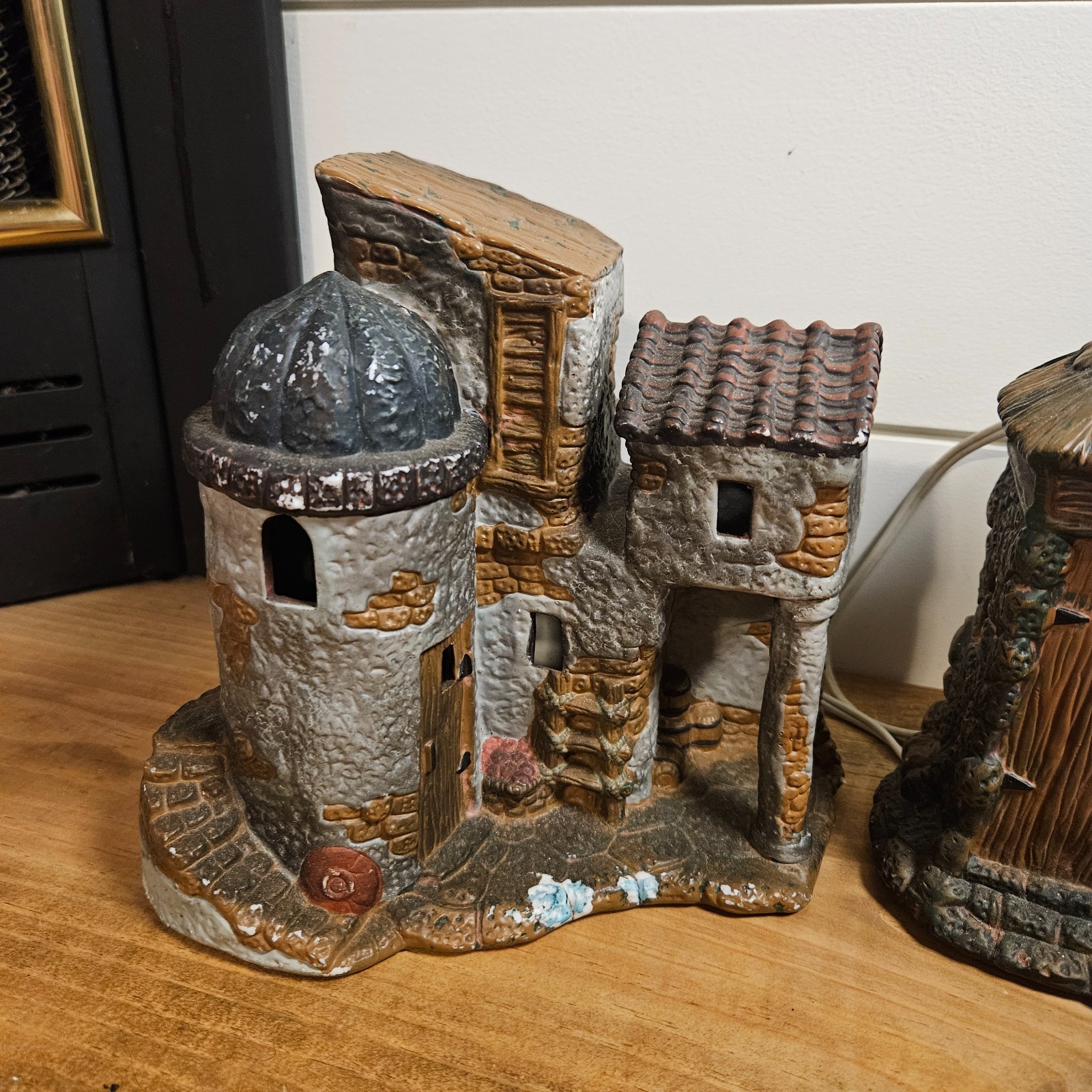 Vintage Ceramic Jerusalem Holy Land Village Buildings Lot of 3 Lighted Biblical