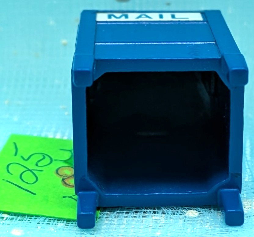 Blue Metal Mailbox 1 7/8″ tall Christmas Village Accessory NO BOX INV125