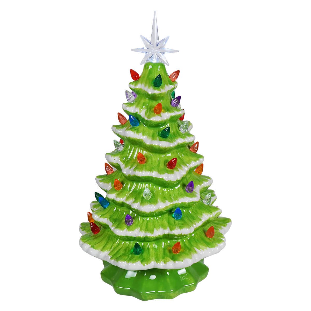 14.5″ Large Lighted Green Ceramic Christmas Tree