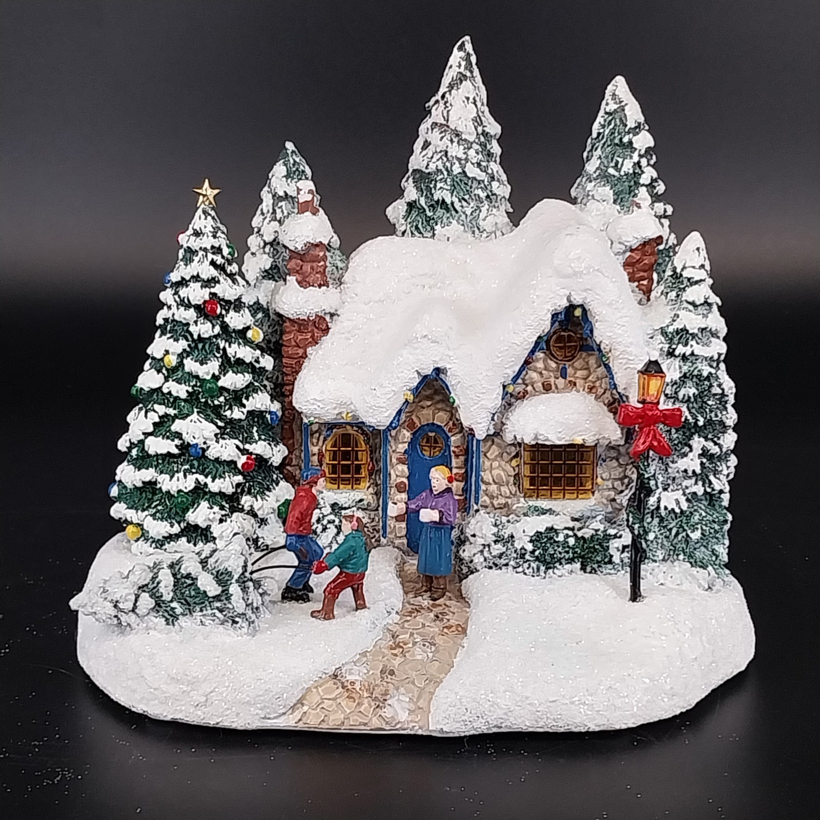 Thomas Kinkade Country Christmas Homecoming Lighted Cottage Teleflora Resin