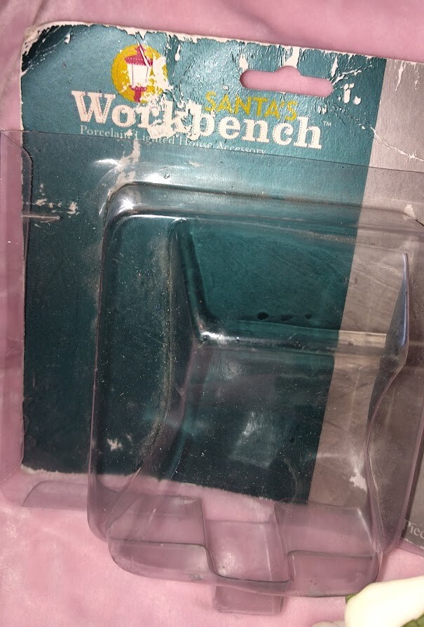 Santas Workbench Swing Christmas vtg Village Collection Figures