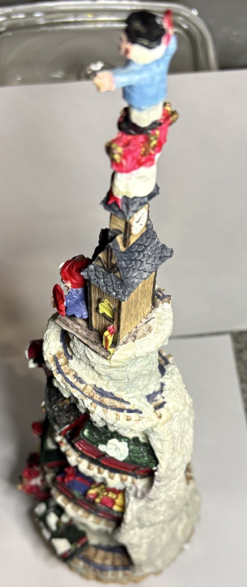 Vtg Christmas Train Totem Pole Lighted Musical Xmas Decor Elf Santa