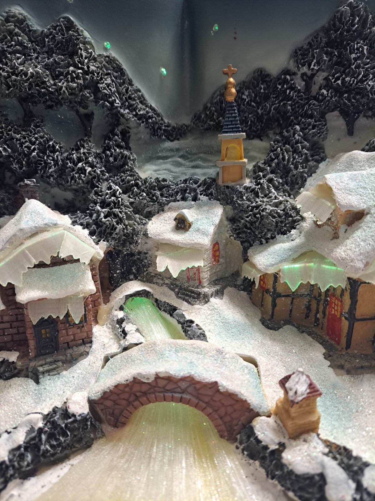 Fiber Optic Light-Up Christmas Village Book Nook – Color Changing Scene