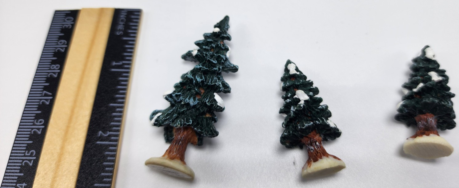 Ceramic Christmas Village Painted Multicolor Miniatures & Trees (Set of 12)