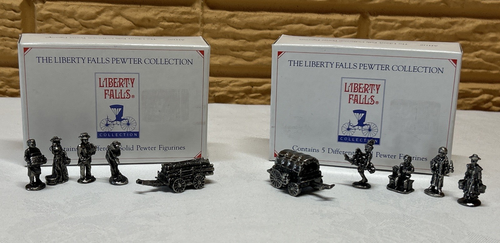 THE LIBERTY FALLS COLLECTION PEWTER FIGURINES, LOT OF 2 SETS: AH109 AH110