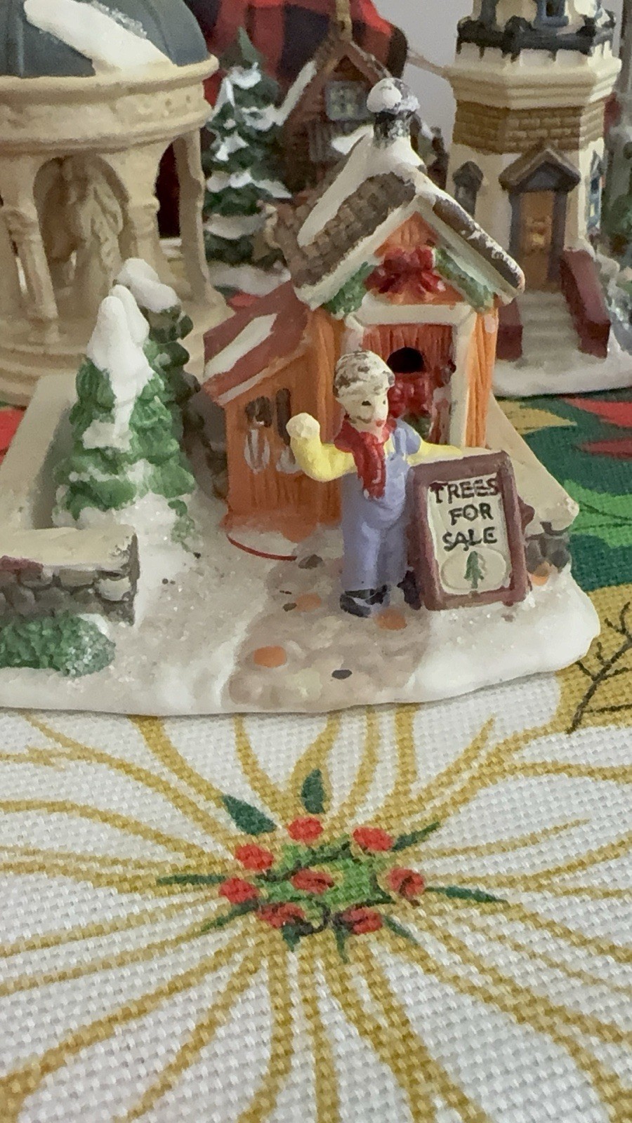 Hand Painted Ceramic Christmas Village Mini Buildings 2 different sets