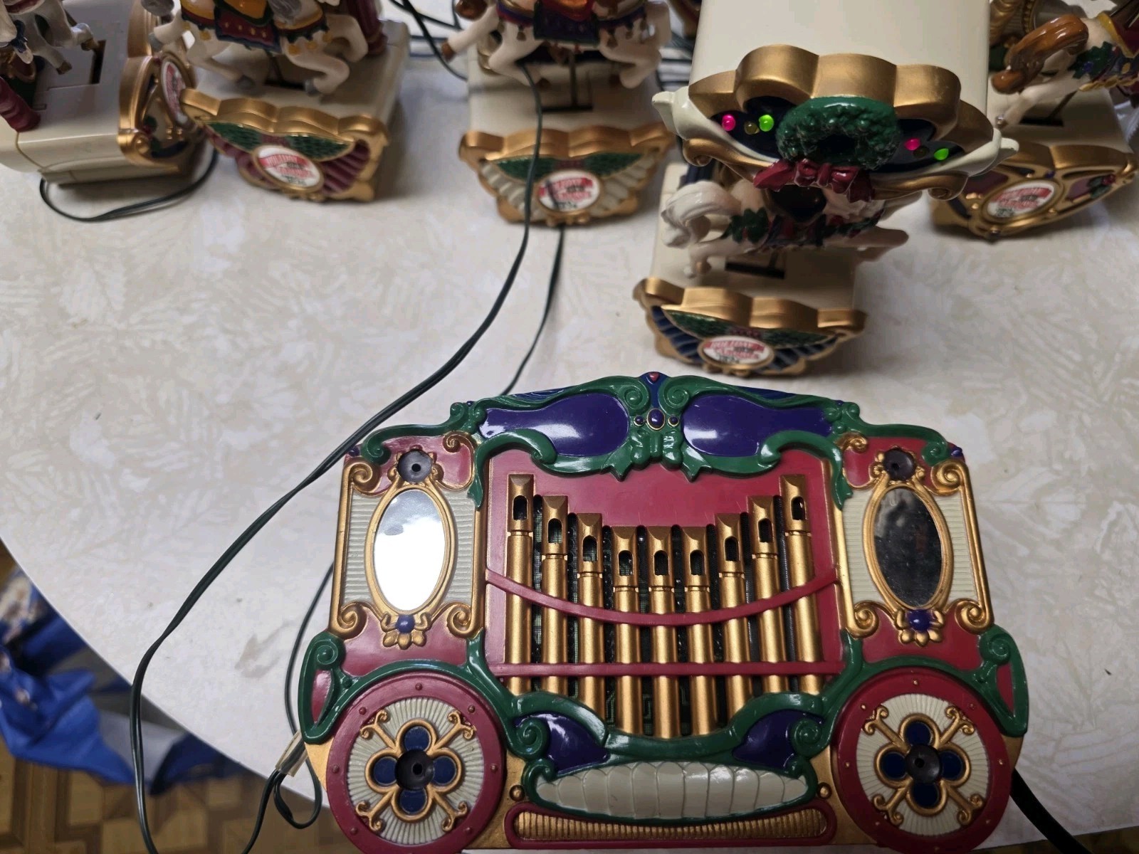 Mr Christmas Holiday Carousel Circa 1874 Animated Musical Lighted 6 Piece Lot.
