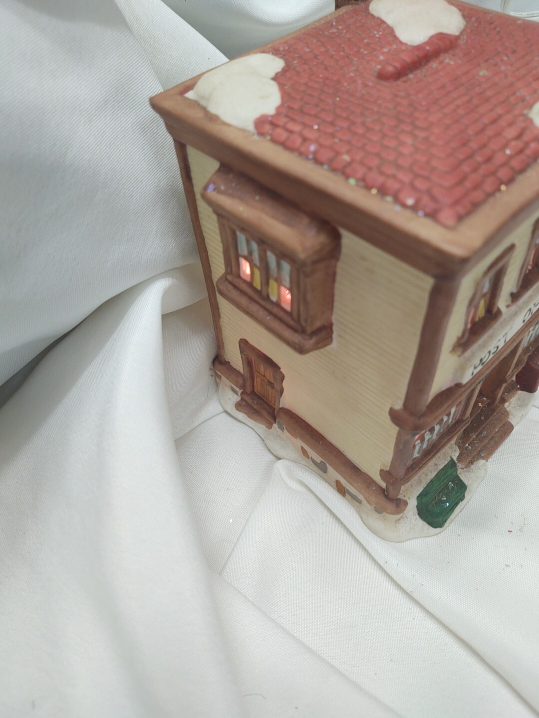 Dickensville Post Office & Barber Shop Lighted Village With Box And Light Cord