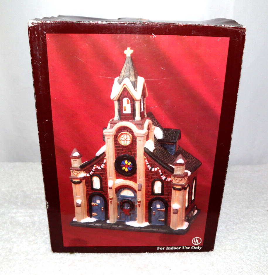 Galleria Inc Hand Painted, Lighted Porcelin Church 8″ x 10″ x 6″