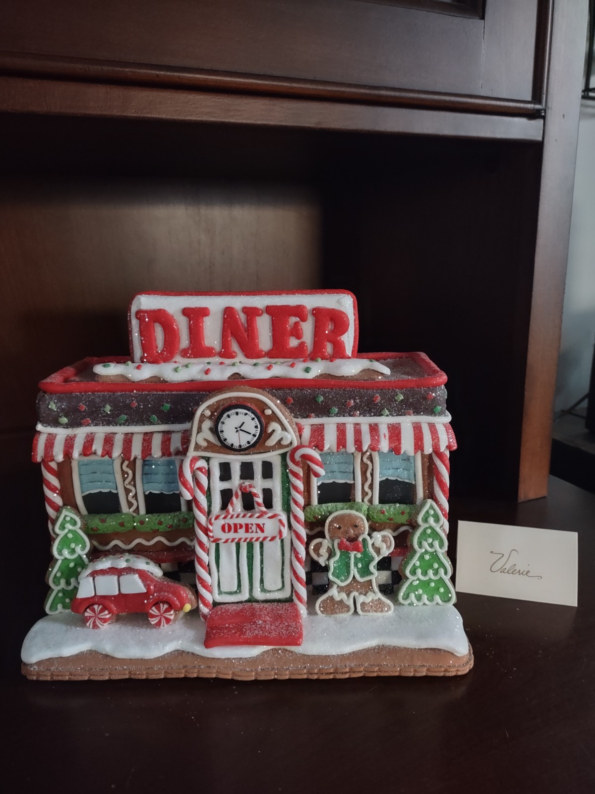 Rare Gingerbread Village Illuminated Christmas Village DINER Valerie Parr Hill