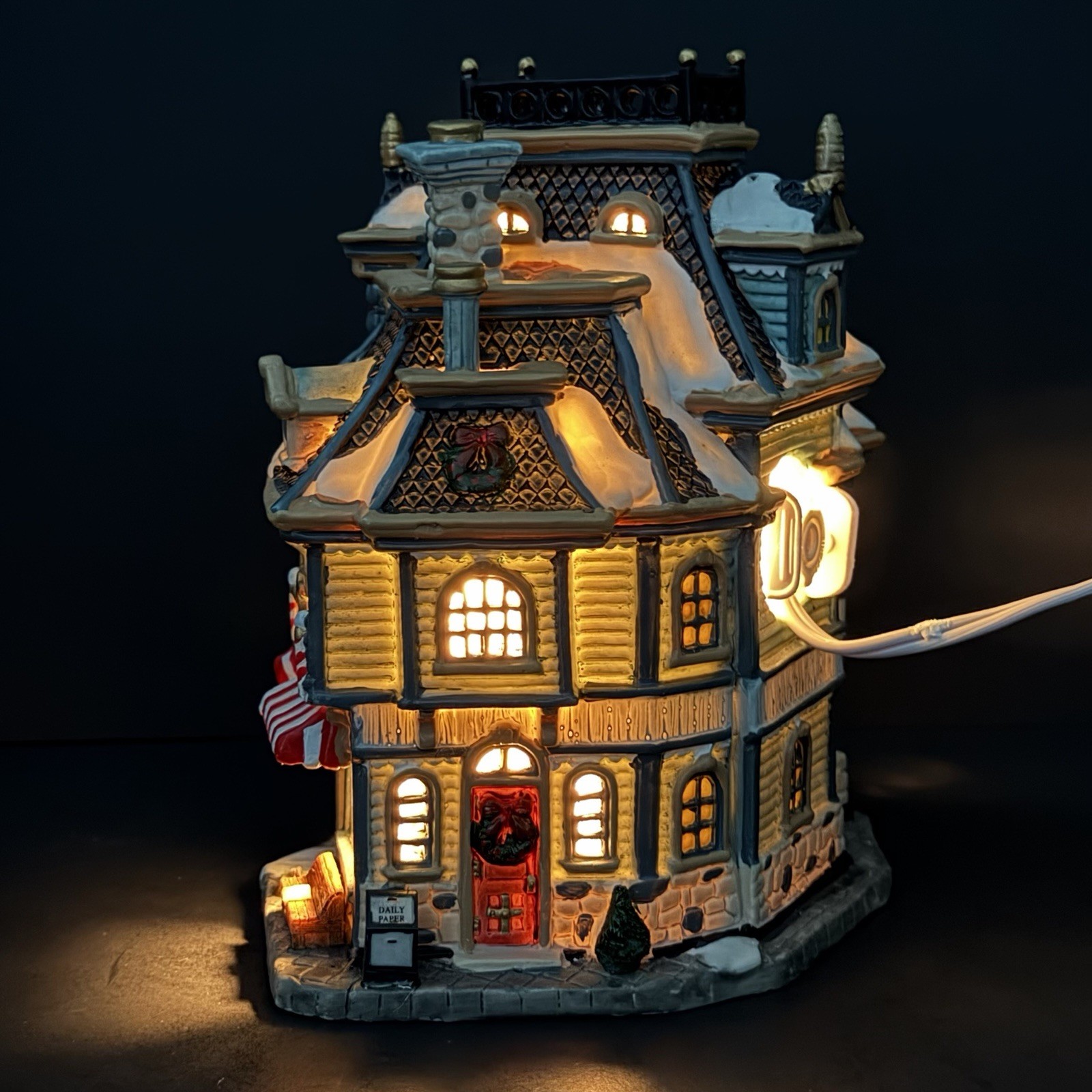 Lemax Lighted Christmas Village House “Harry’s Barber Shop”- Light & Box- Rare