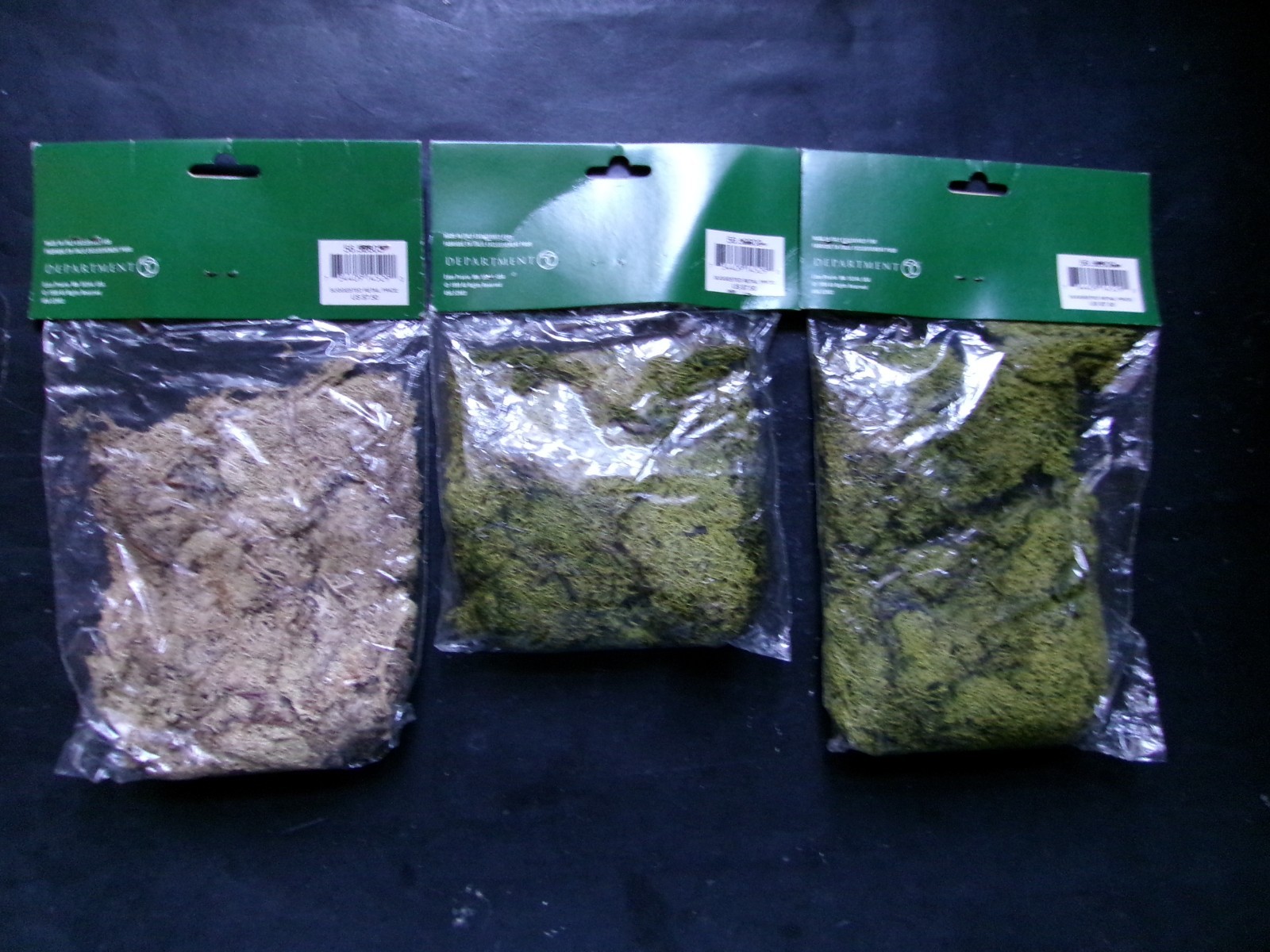 Department 56 Village Moss 3 Unopened Packages 2 Leaf Green and 1 Natural Beige