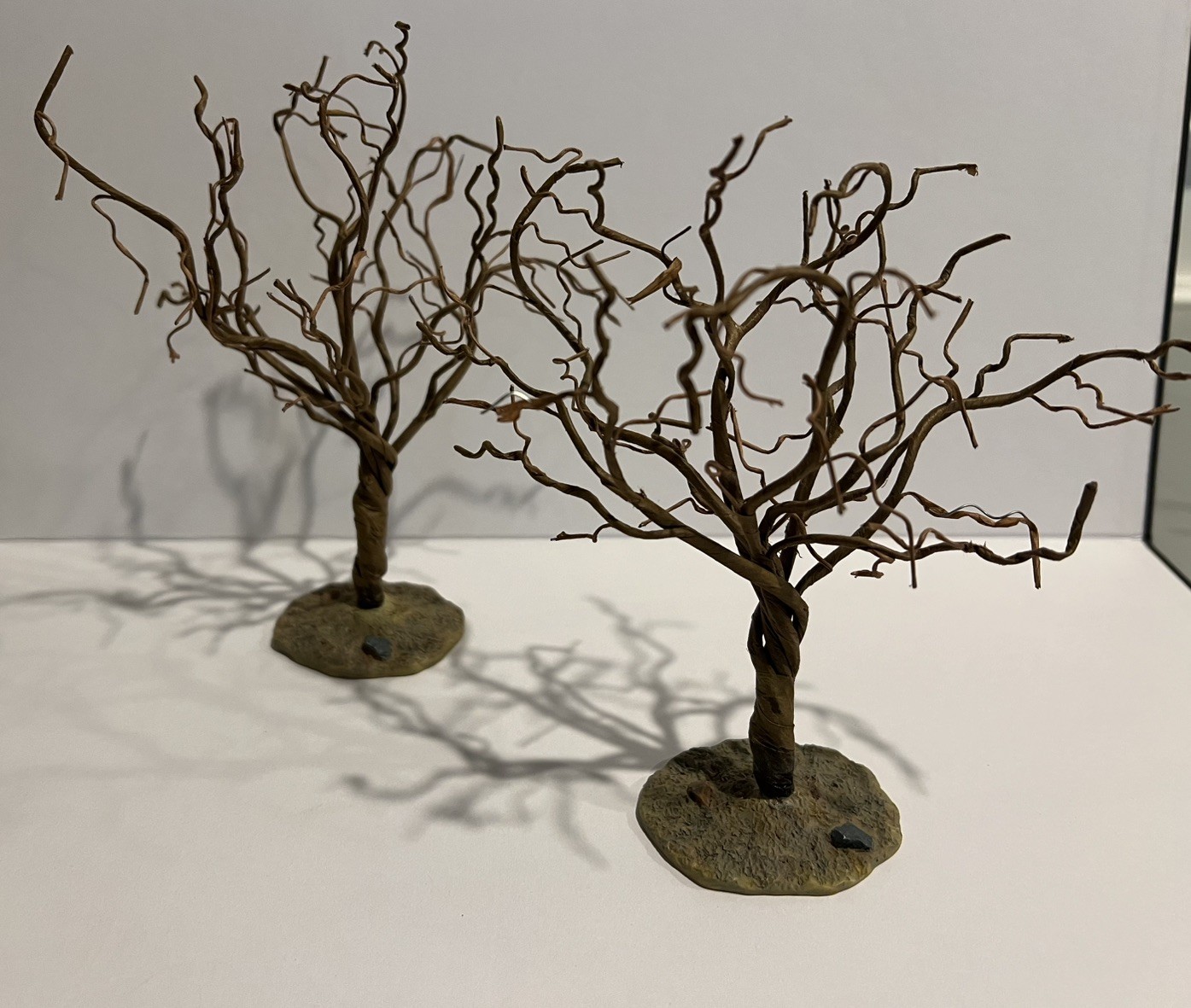 Set 2 LEMAX Village Landscapes Fall Winter Tree No Leaves Brown 7” Adjustable