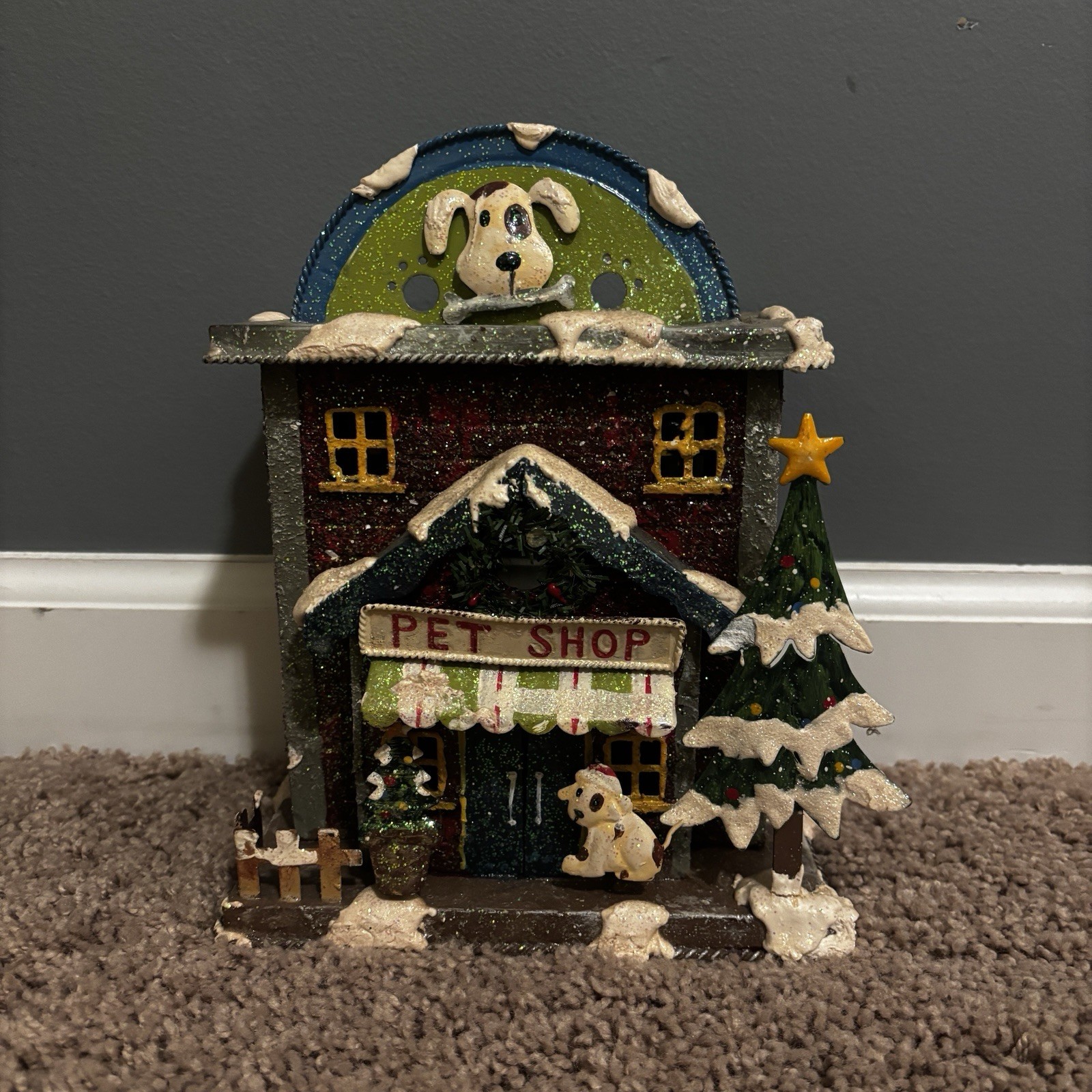 Kohl’s Pet Shop Christmas Tea Light Candle Holder Holiday Village Decor