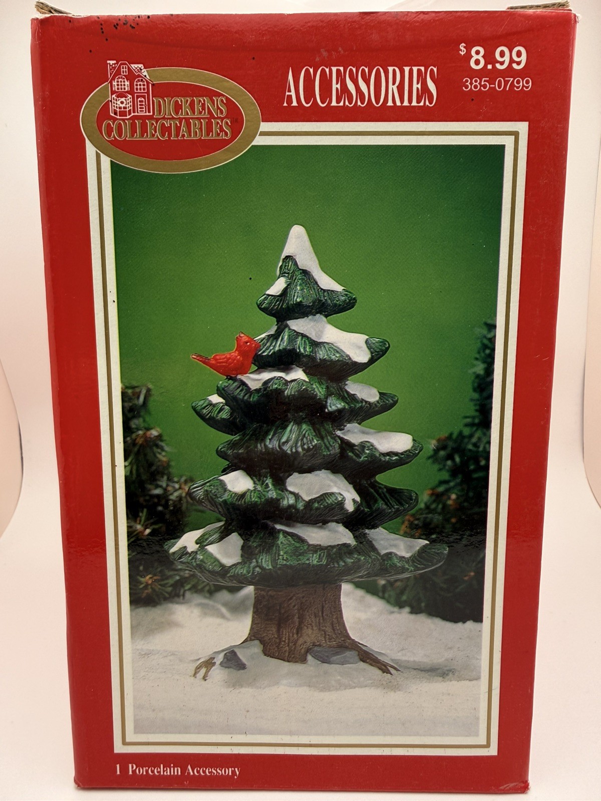 Vintage Dickens Collectibles Accessories Porcelain Christmas Tree With Cardinal