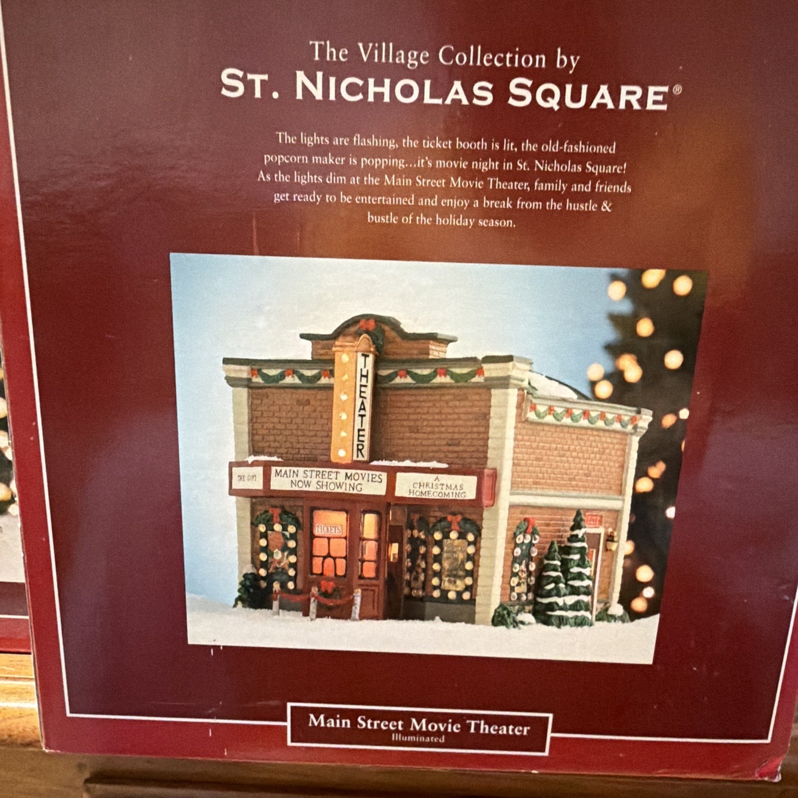 St. Nicholas Square Village Collection Movie Theater Illuminated Christmas Boxed