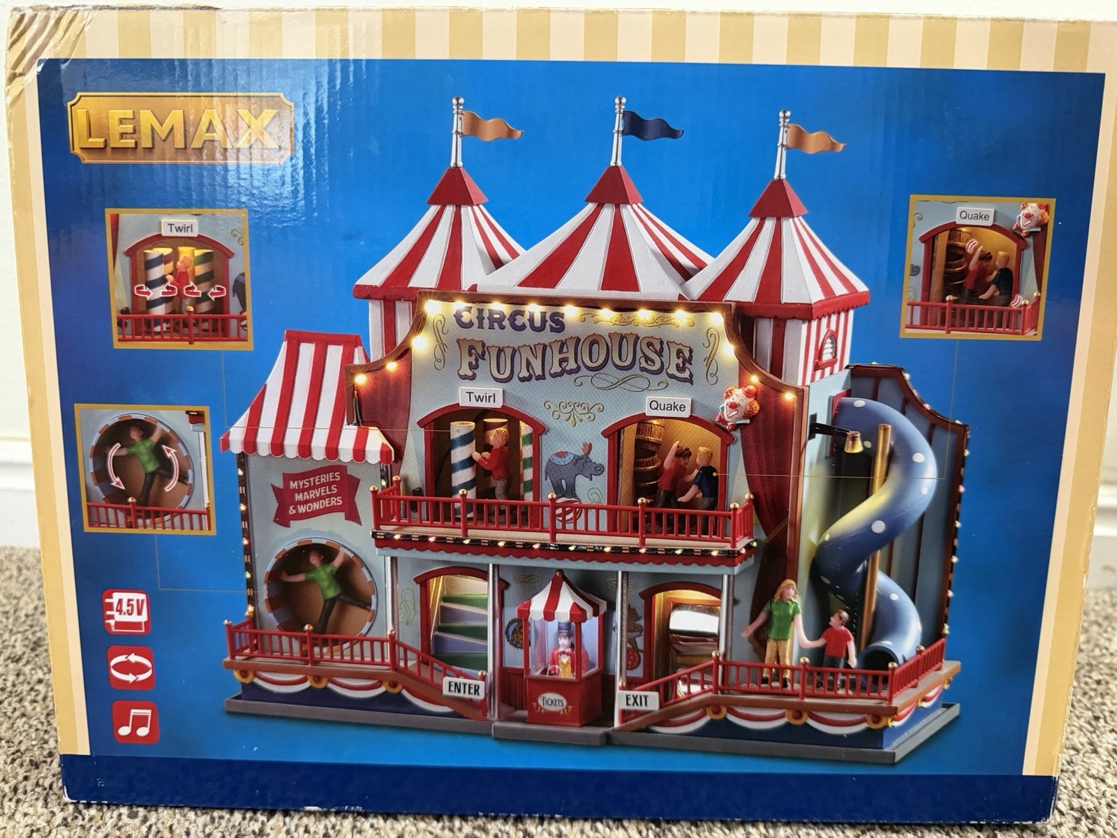 NIB Lemax Circus Funhouse Holiday Village Carnival Animated With Sound READ