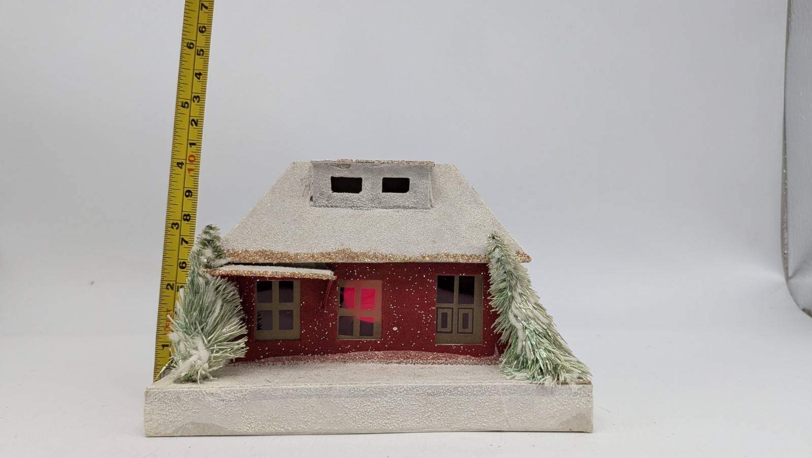 Vintage Medium Christmas Putz Village House Japan Mica Red Gold