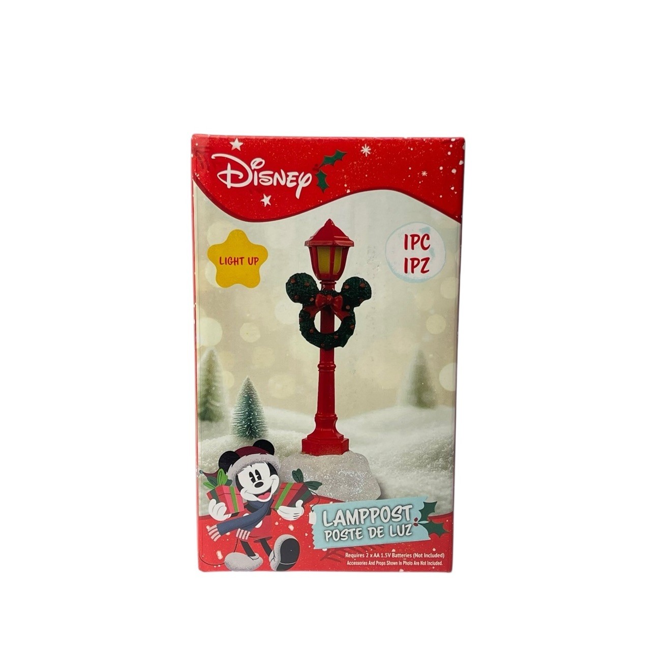 Disney Mickey Lamppost Wreatch Christmas Village Figure Decoration Light-Up NEW