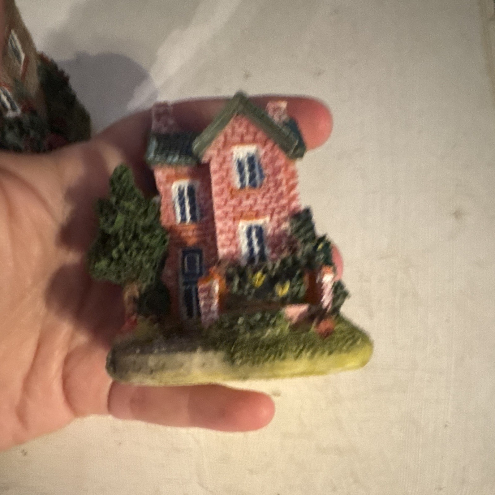 Hand-Painted Resin Miniature Cottage Houses Set of 3 Multicolor Display