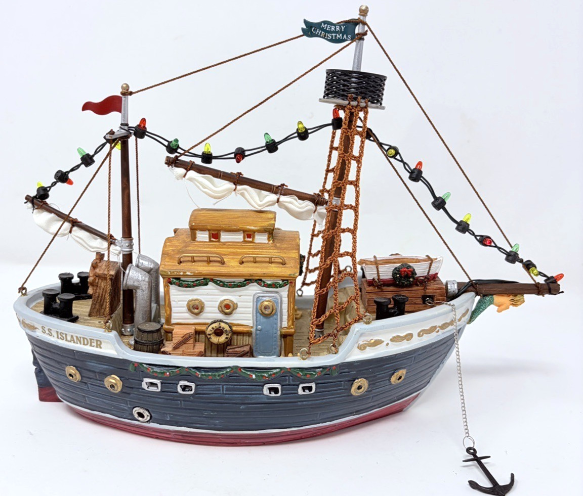 Lemax SS Islander Christmas Village Light Up Boat Partially Working