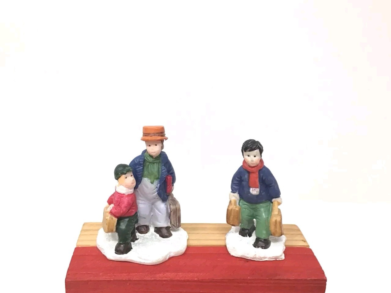 Christmas Village Figurines Leaving For Christmas Vacation Resin 1.5” T Vintage