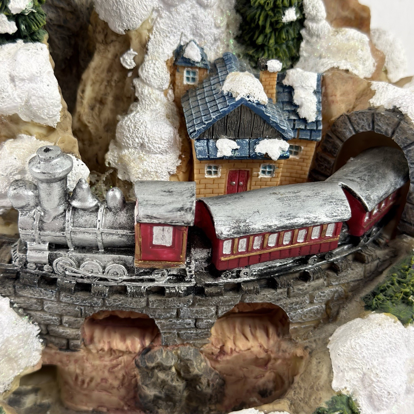 San Francisco Music Box Christmas Train Village Tunnel Scene Music Box WORKS
