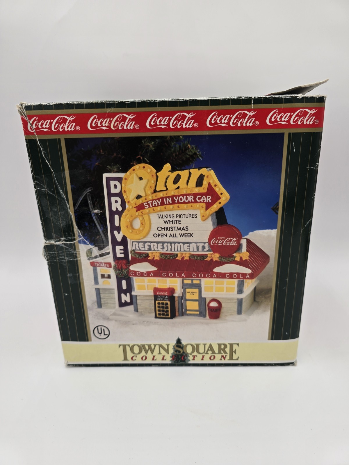 Coca-Cola Town Square Drive In Lighted Christmas Village Collection Vintage Coke