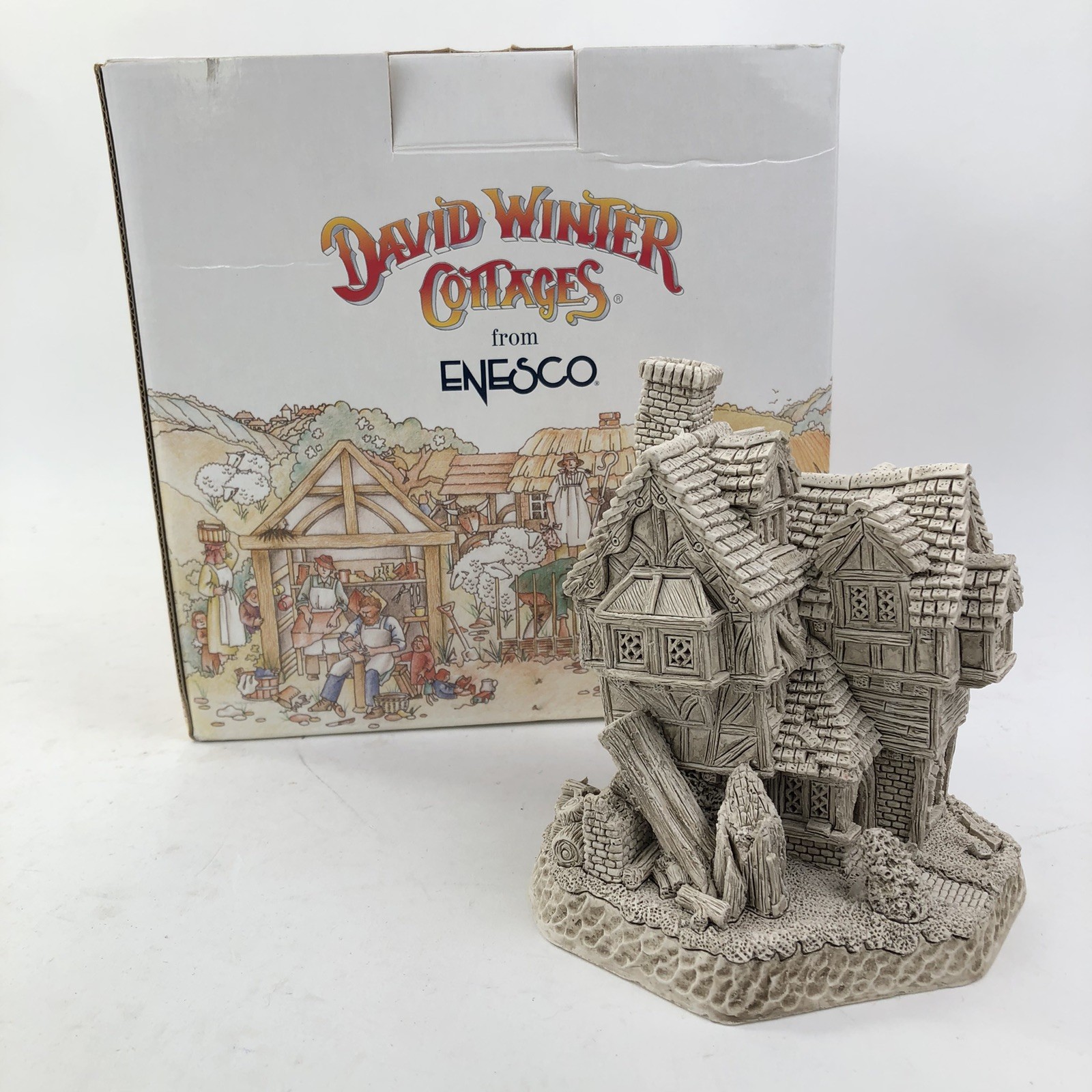 Enesco October Gales D1012 David Winter Cottages – Rare Original Box Unpainted