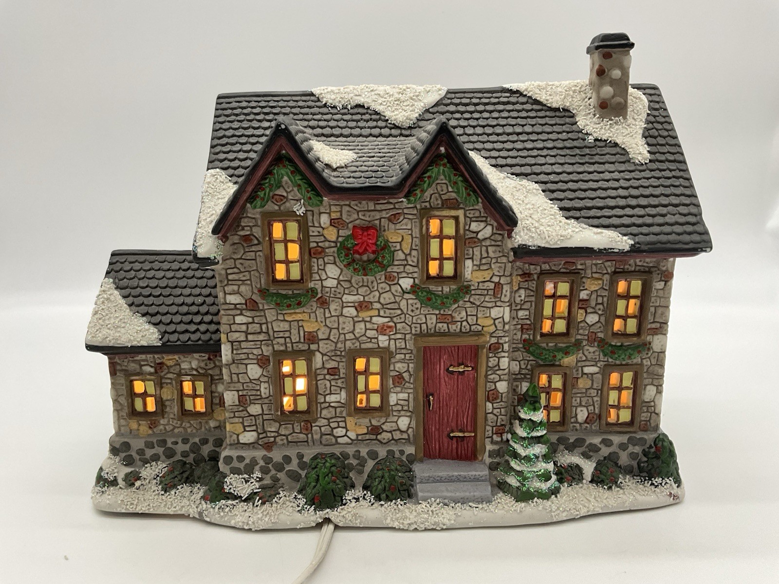 St.Nicholas Square Village “Stone Cabin” Illuminated Christmas House