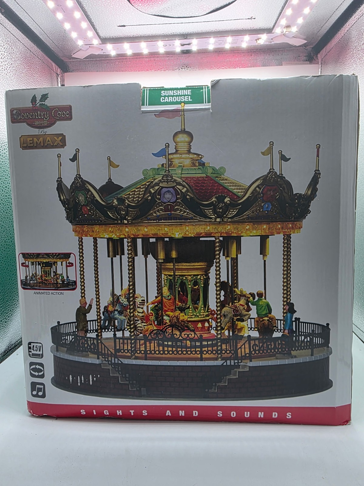 Lemax Sunshine Carousel Lights Motion Music Whimsical Colorful Tested. Read!