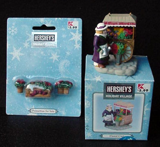 2001 Hershey Holiday Village Florist Poinsettias For Sale Floral Cart Accessory