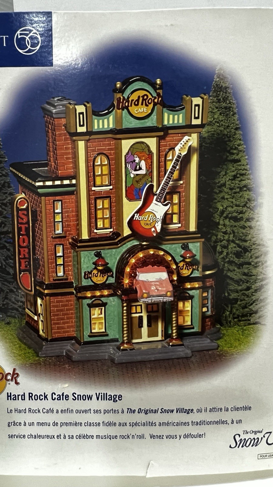 Dept. 56 Snow Village “Hard Rock Cafe”55324 Retired 2003 With Pin NEW !