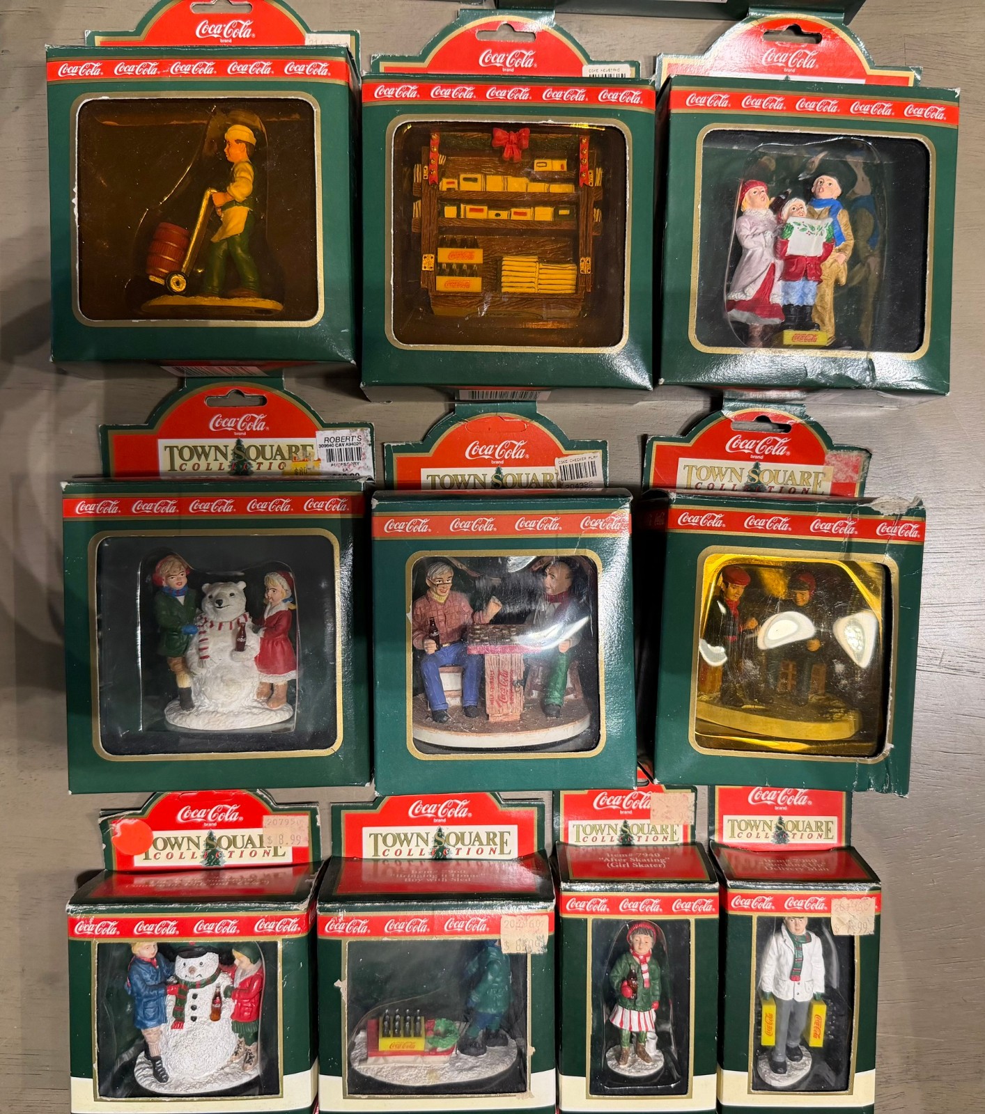 LOT Of 14 Vintage Coca-Cola Town Square Collection Village Figures Accessory Lot