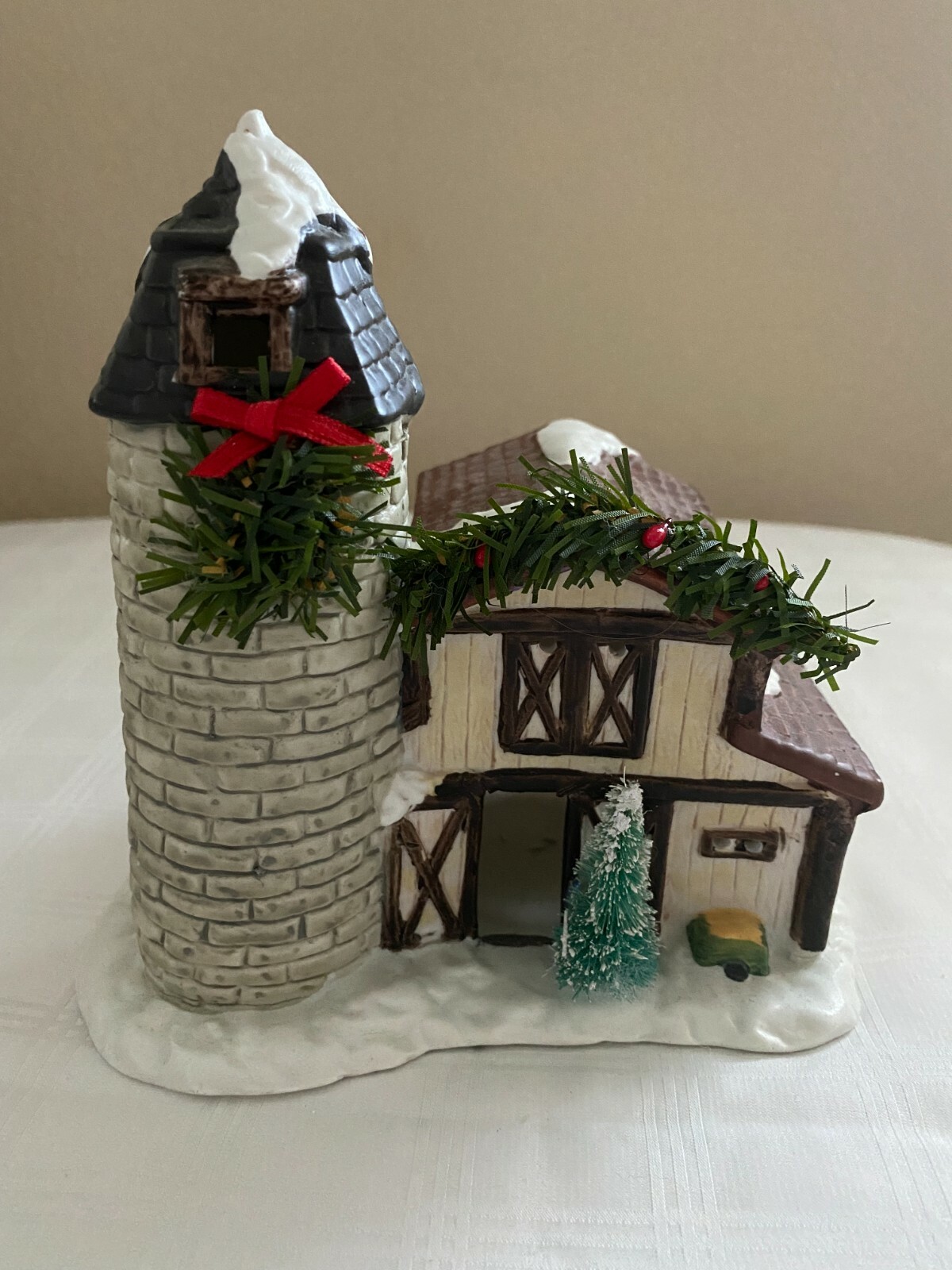 Christmas Village Valley 1991 Barn with Brick Silo Collectors’ Series Porcelain