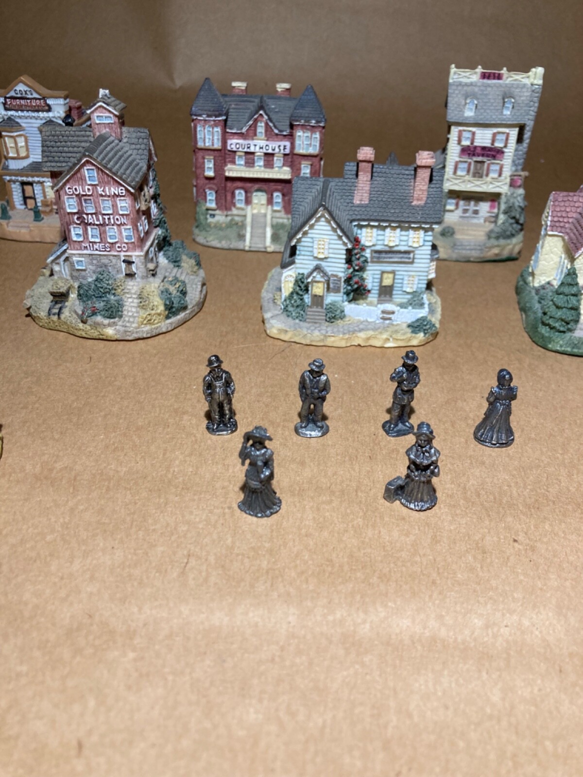 Lot: 10 Americana Collection Buildings, 1 6pack Americana Pewter Collection +
